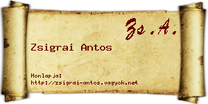Zsigrai Antos névjegykártya
